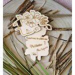 Faire-part de demande de parrain ou marraine en bois, thème visage fleuri, vue 2