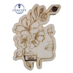 Faire-part de demande de parrain ou marraine en bois, thème visage fleuri, vue 4