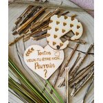 Faire-part de demande de parrain ou marraine en bois avec un cœur, vue 3