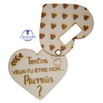 Faire-part de demande de parrain ou marraine en bois avec un cœur, vue 7