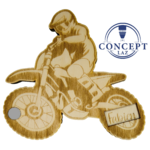 Faire-part de demande de parrain ou marraine en bois, thème motocross, vue 2