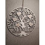 Arbre de vie « Mamie » en bois avec cœur, personnalisé
