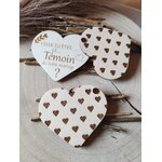 Faire-part de demande de témoin de mariage en bois avec un cœur, vue 2