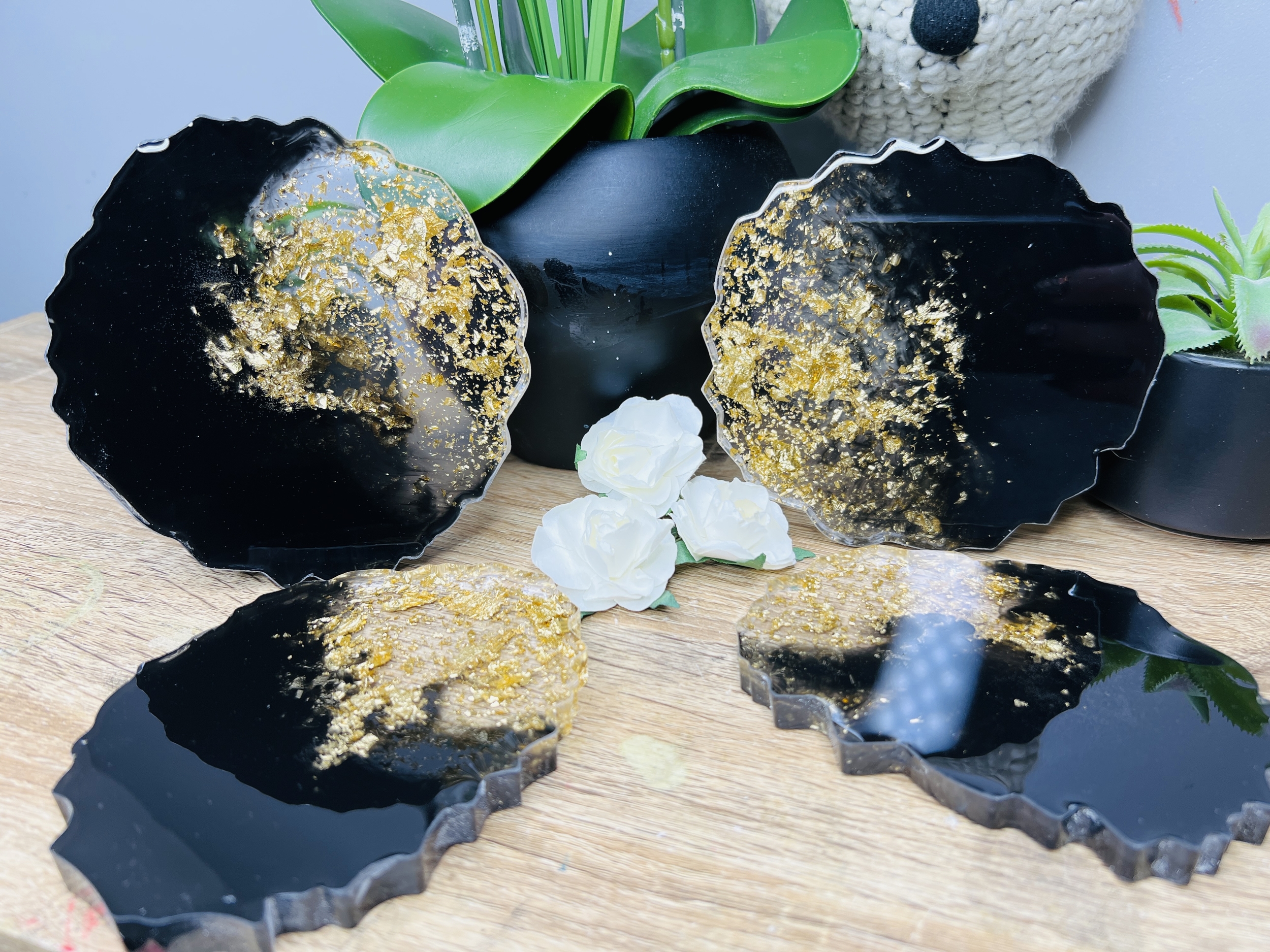Lot de 4 dessous de Verres - Golden Black