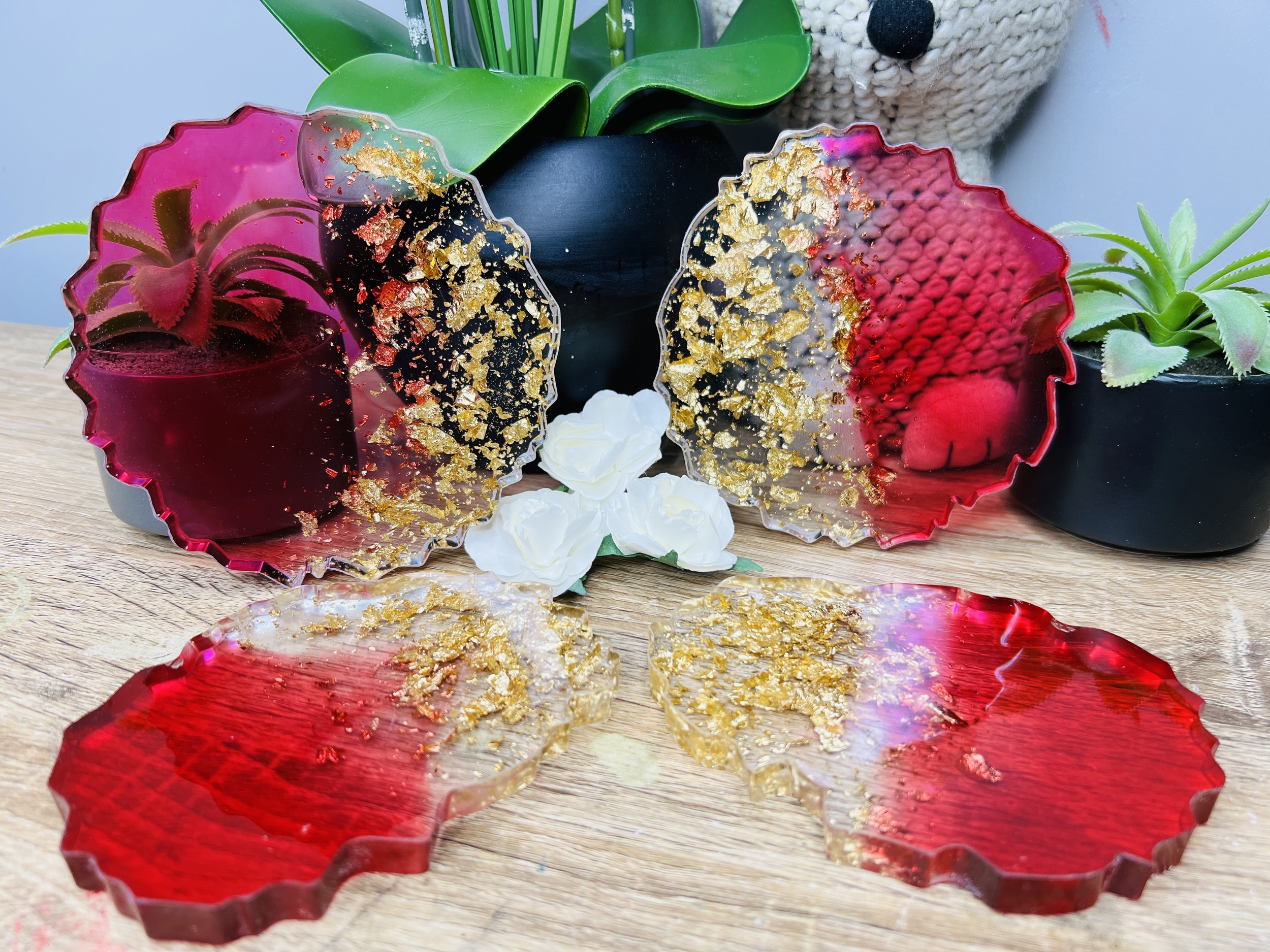 Lot de 4 dessous de Verres Rubis