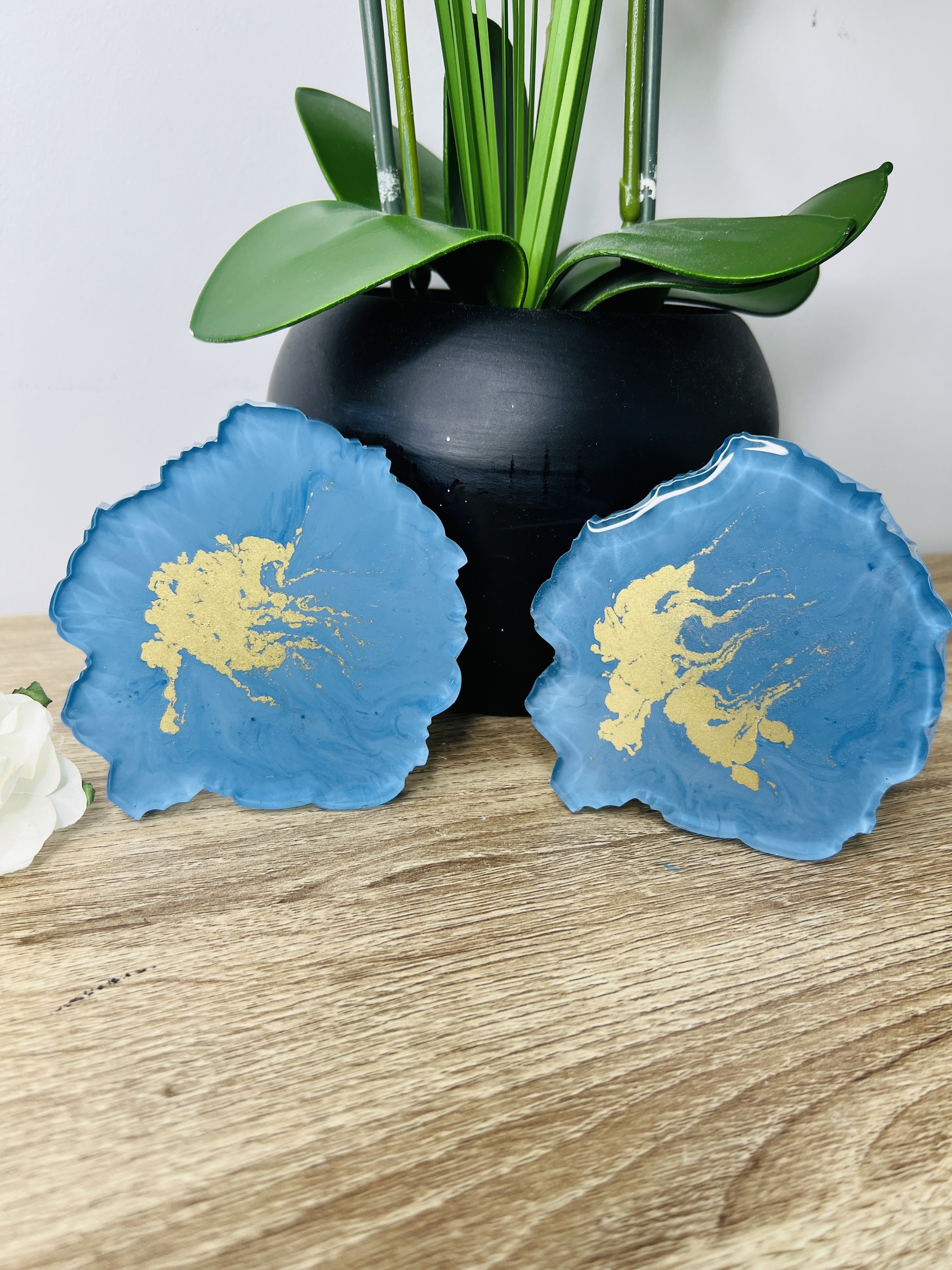 Lot de deux dessous de verre - Golden Blue V1