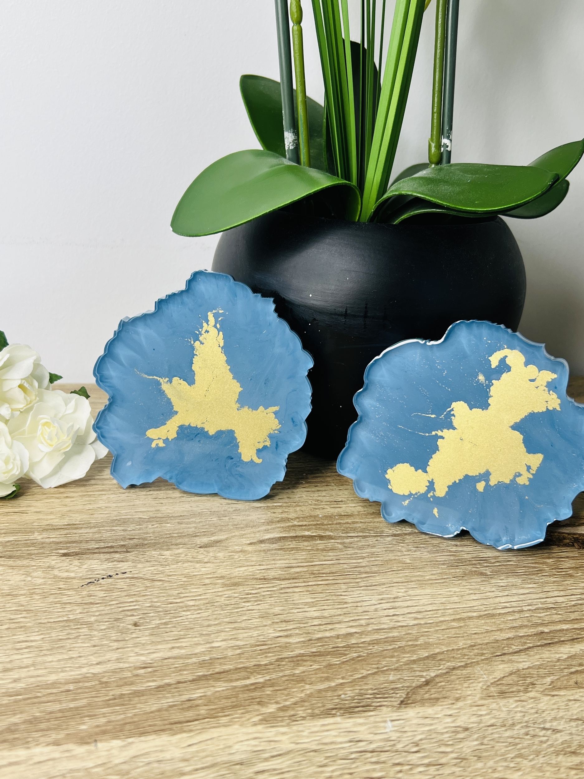 Lot de deux dessous de verre - Golden Blue V2
