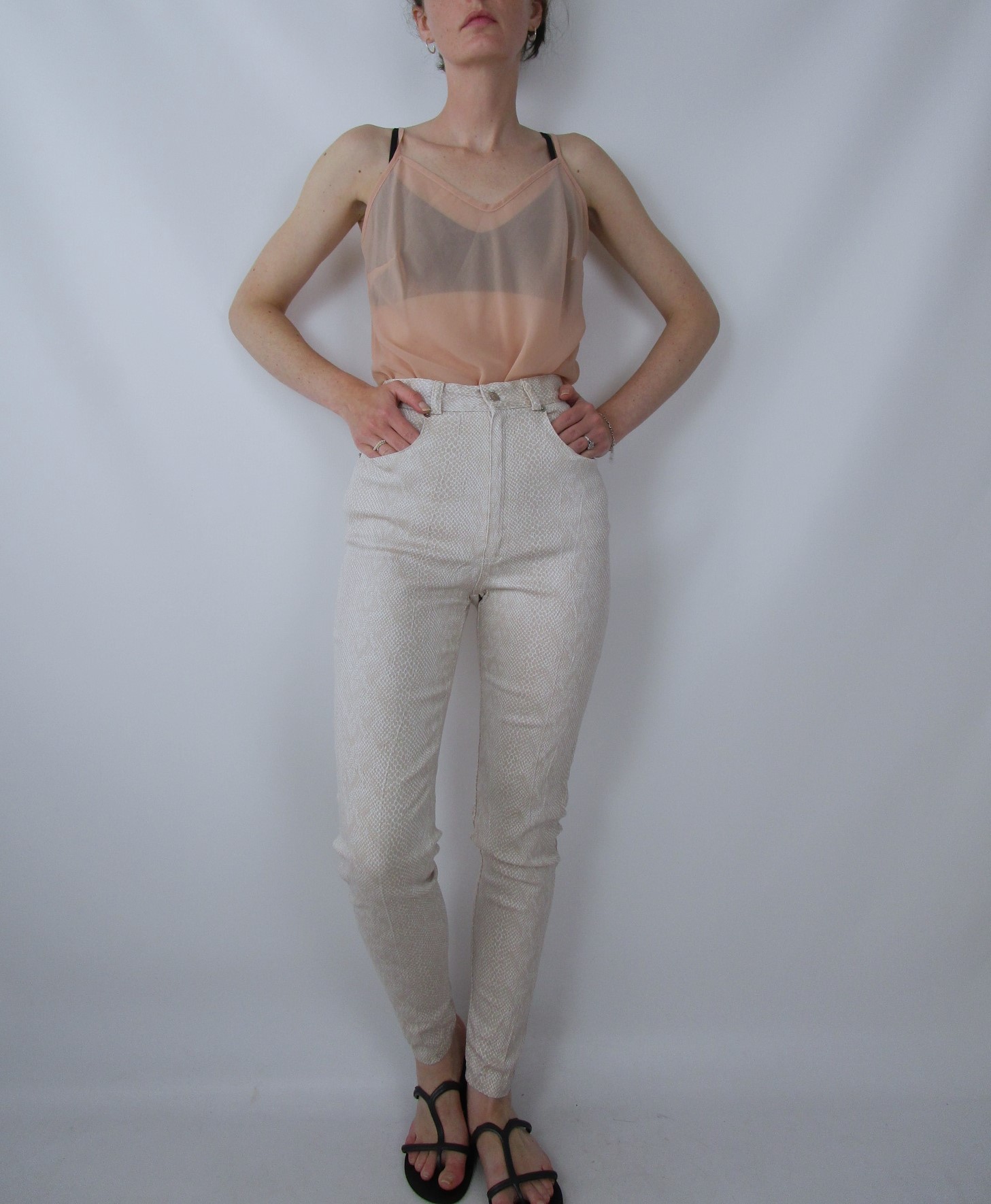 Jean taille haute stretch serpent crème XS/S
