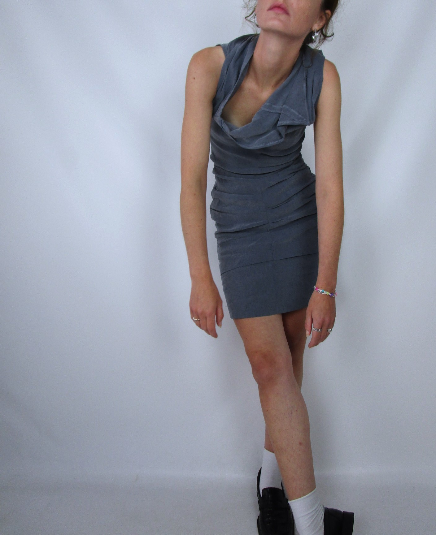 Robe effet froissé gris perle XS/S