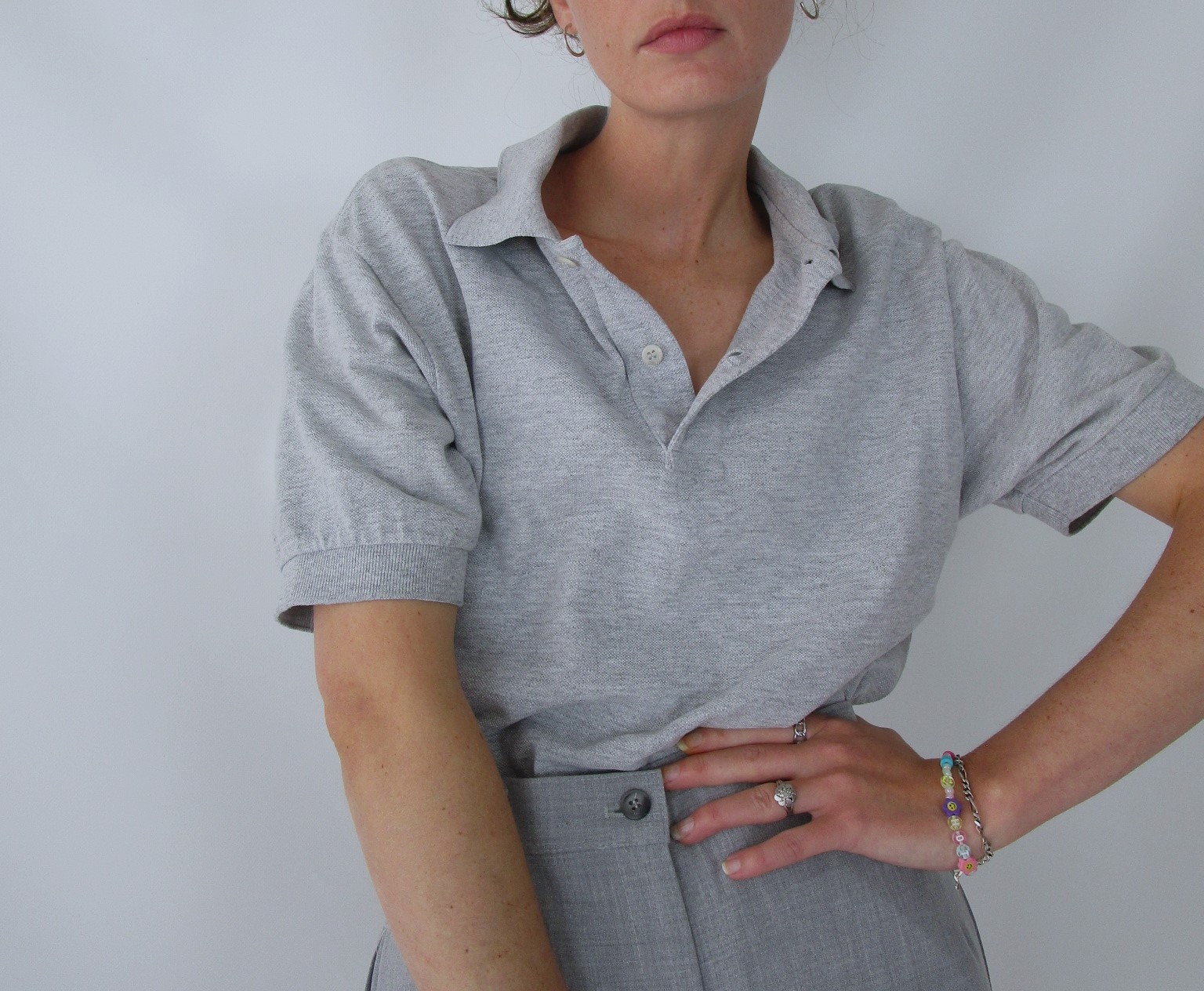 Polo basique gris perle S/M