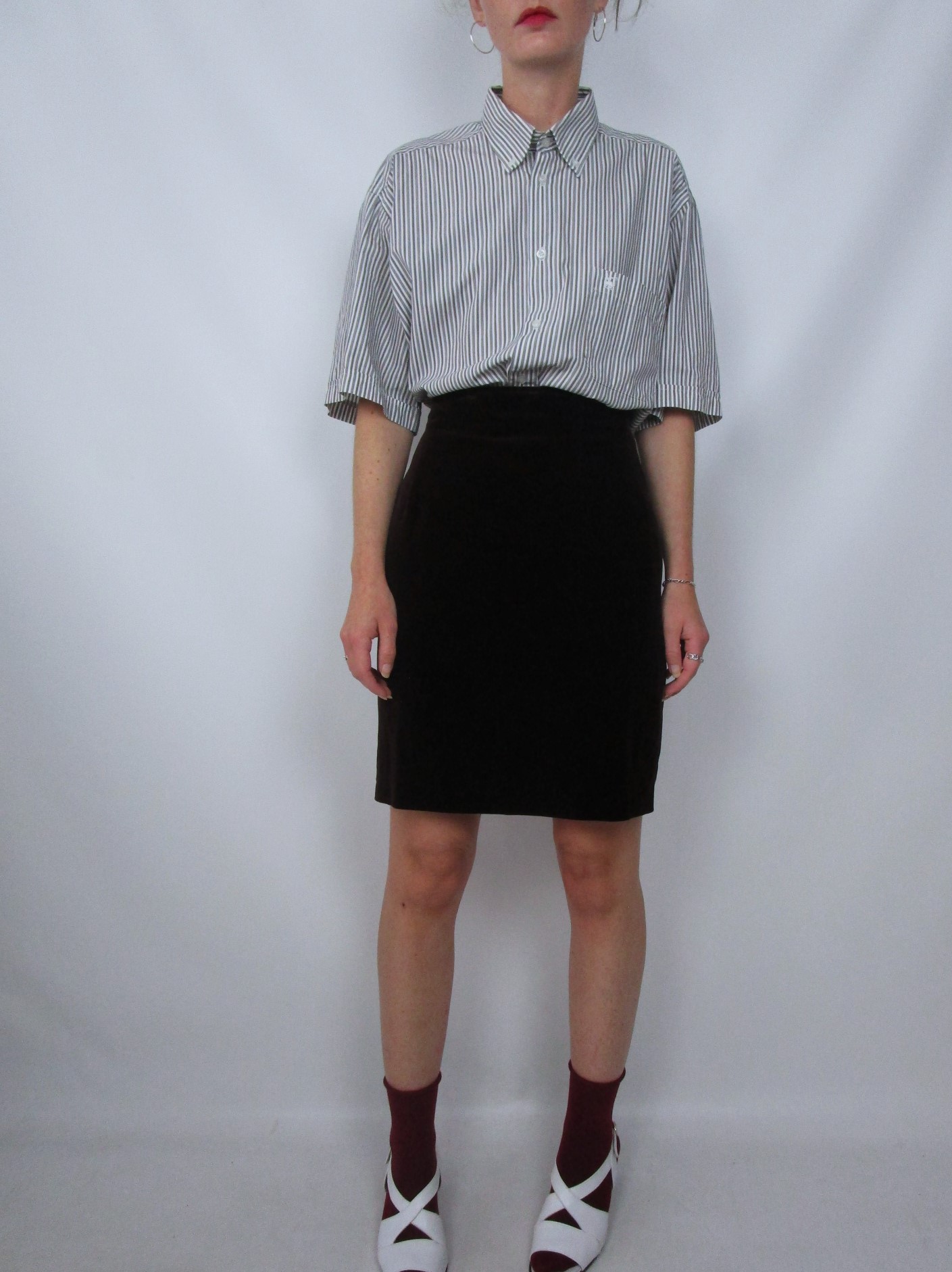 Jupe velours satiné marron chocolat XXS/XS