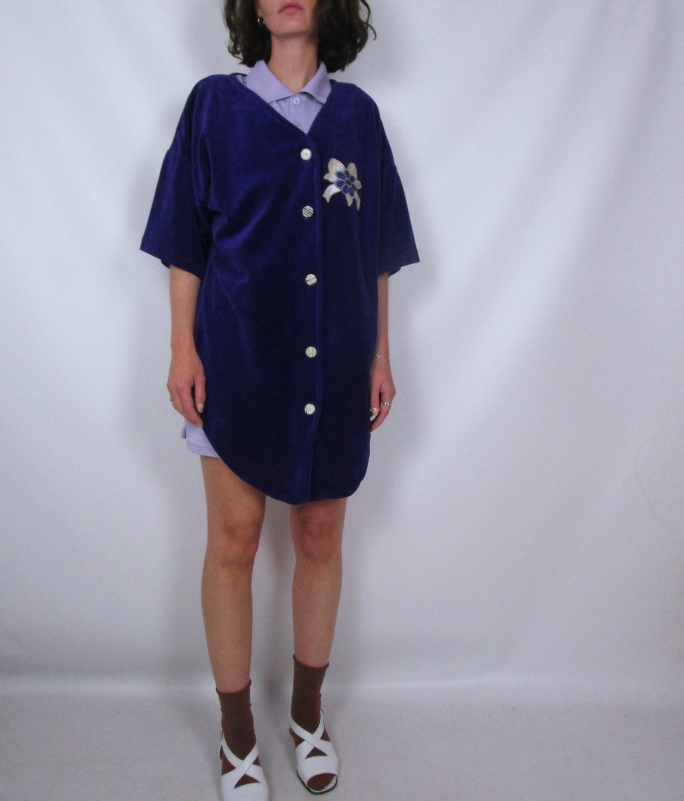 Cardigan mou velours violet L/XL