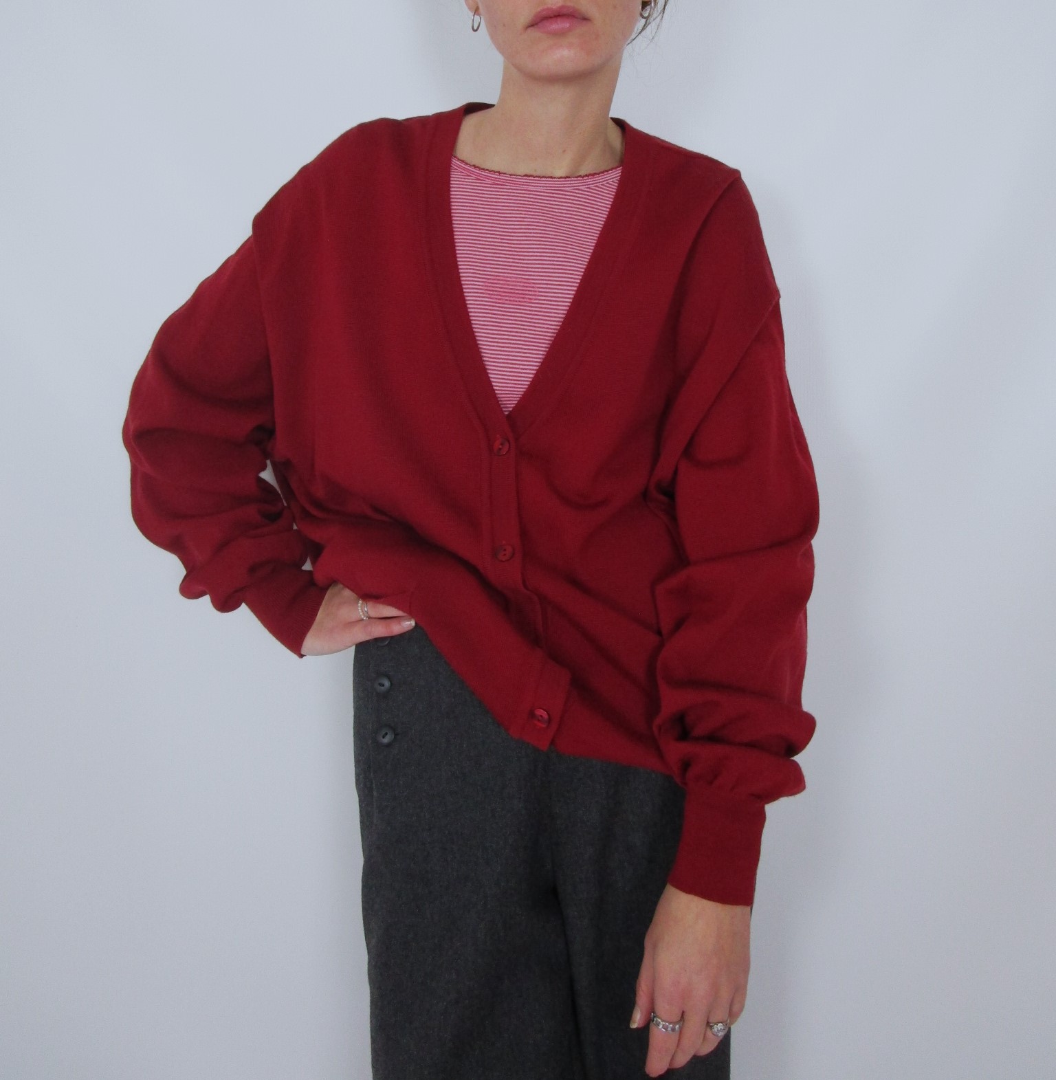 Cardigan mou rouge bordeaux L/XL