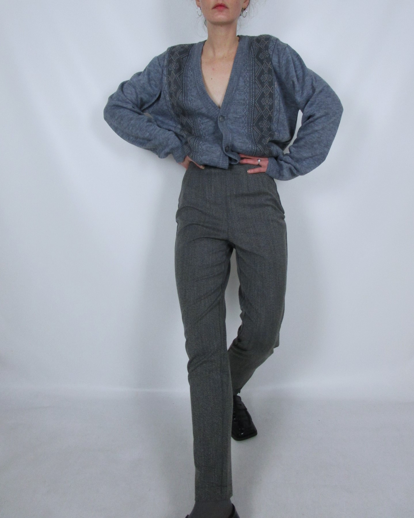 Pantalon fuseau taille haute anthracite chiné XXS/XS