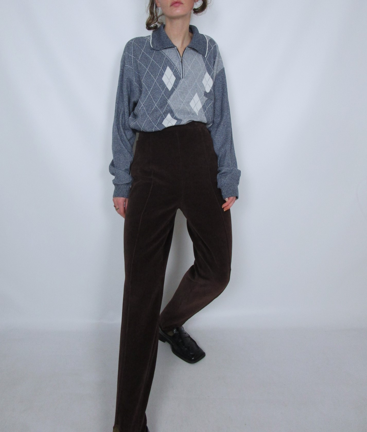 Pantalon fuseau velours côtelé chocolat M/L
