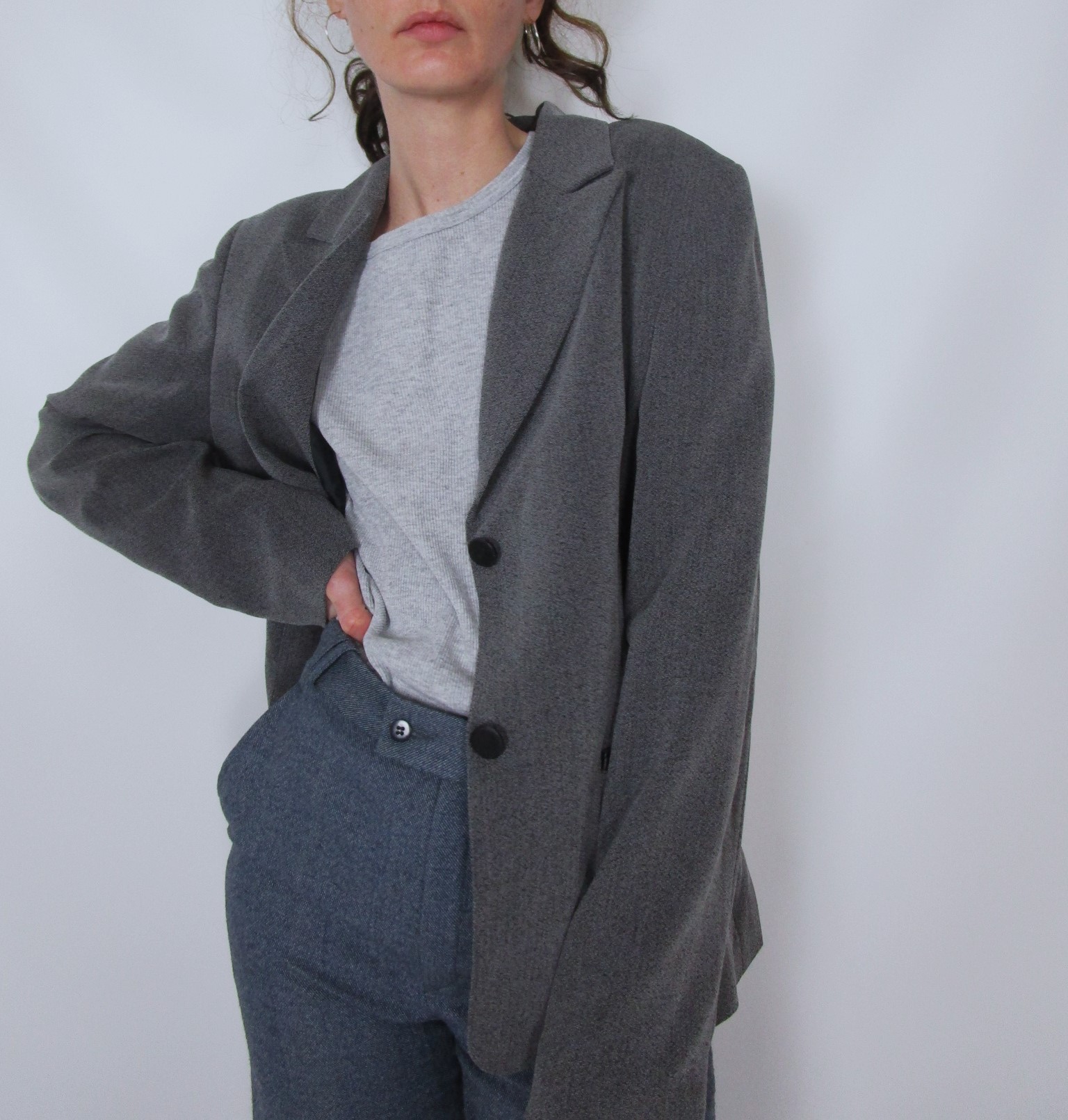 Veste tailleur souple gris chiné XS/S