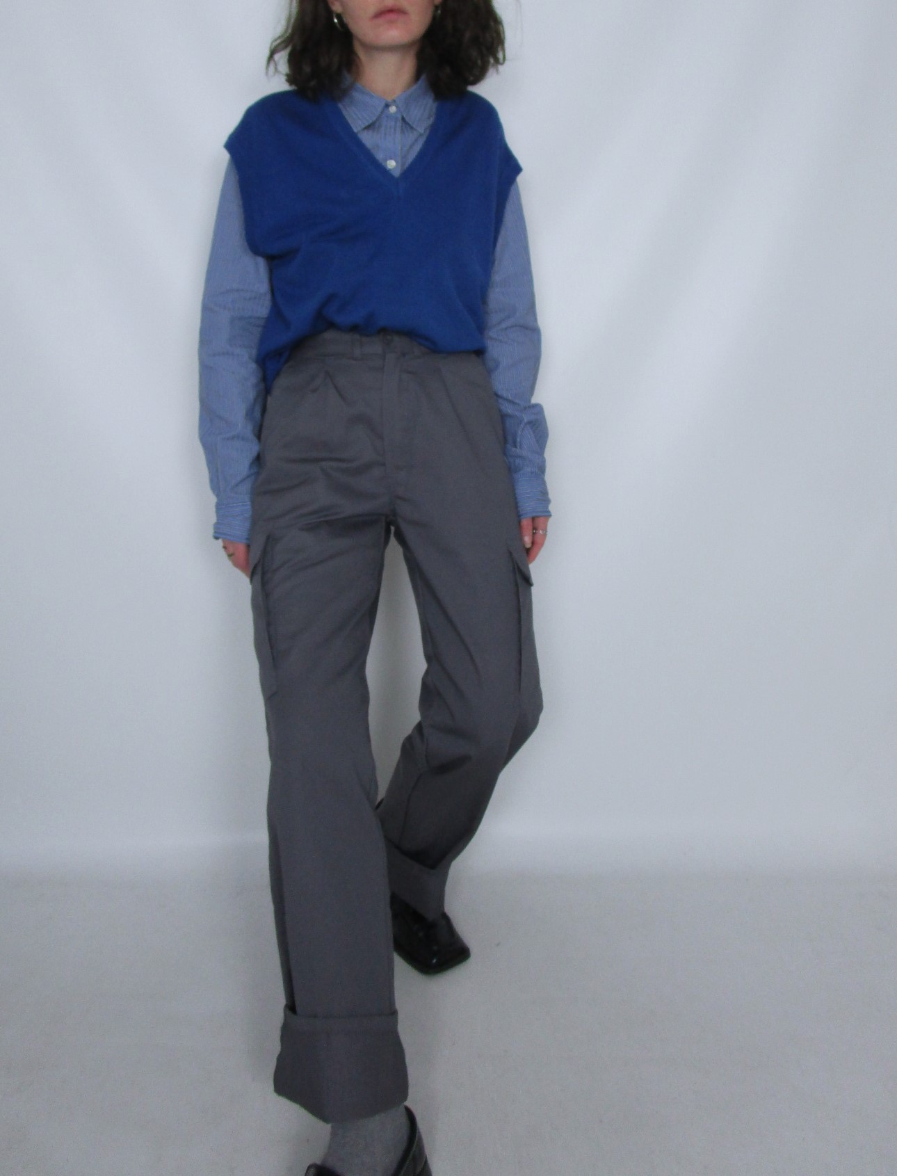Pantalon type cargo gris souris XXS