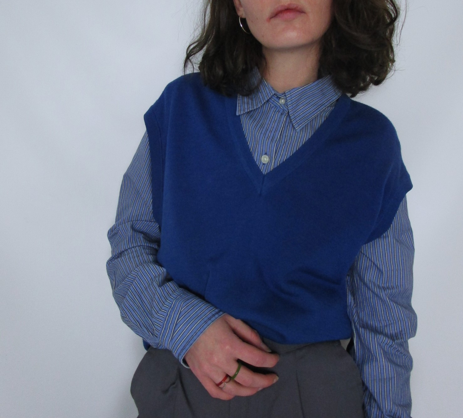 Pull sans manche bleu fort M/L