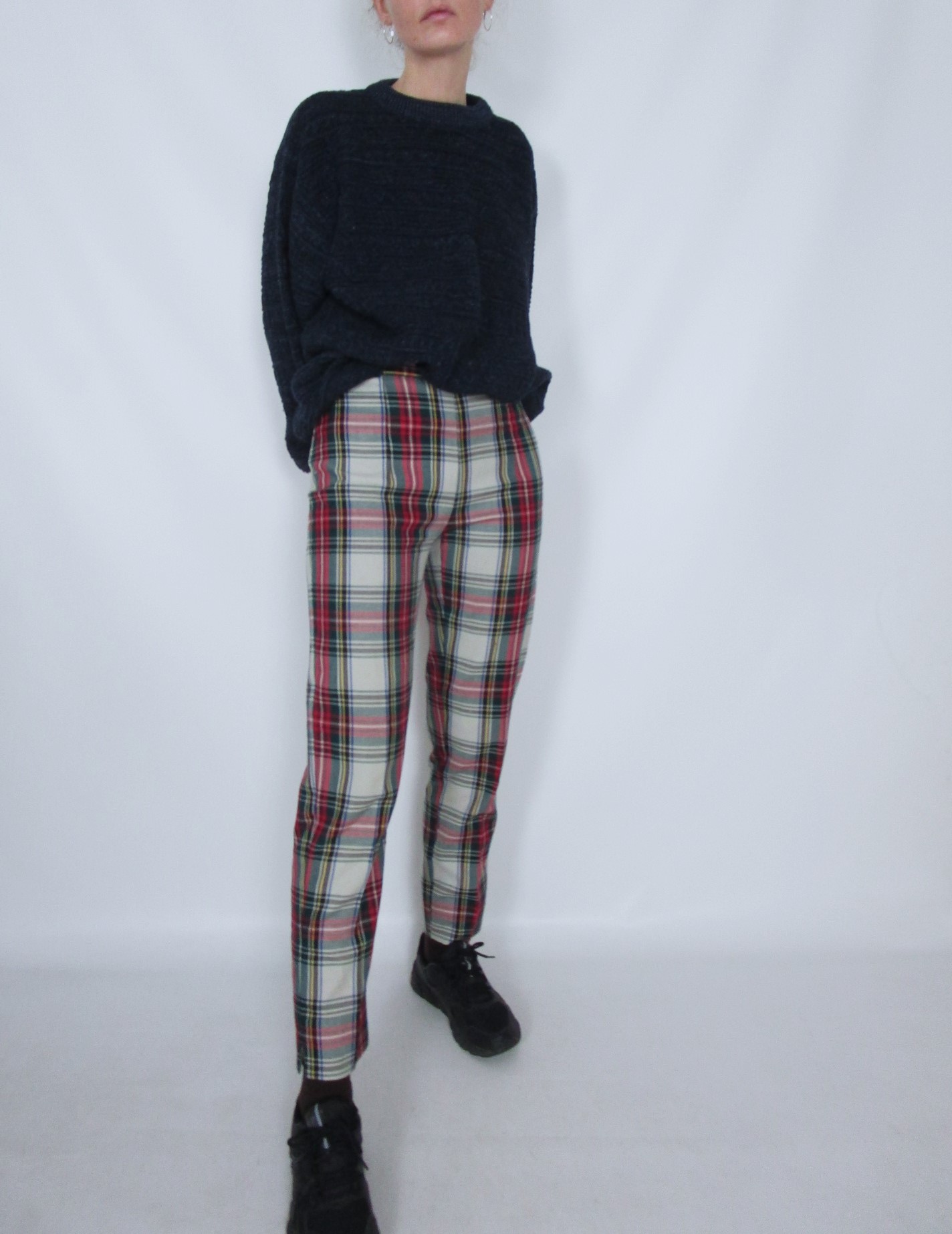 Pantalon fuseau taille haute tartan XXS/XS