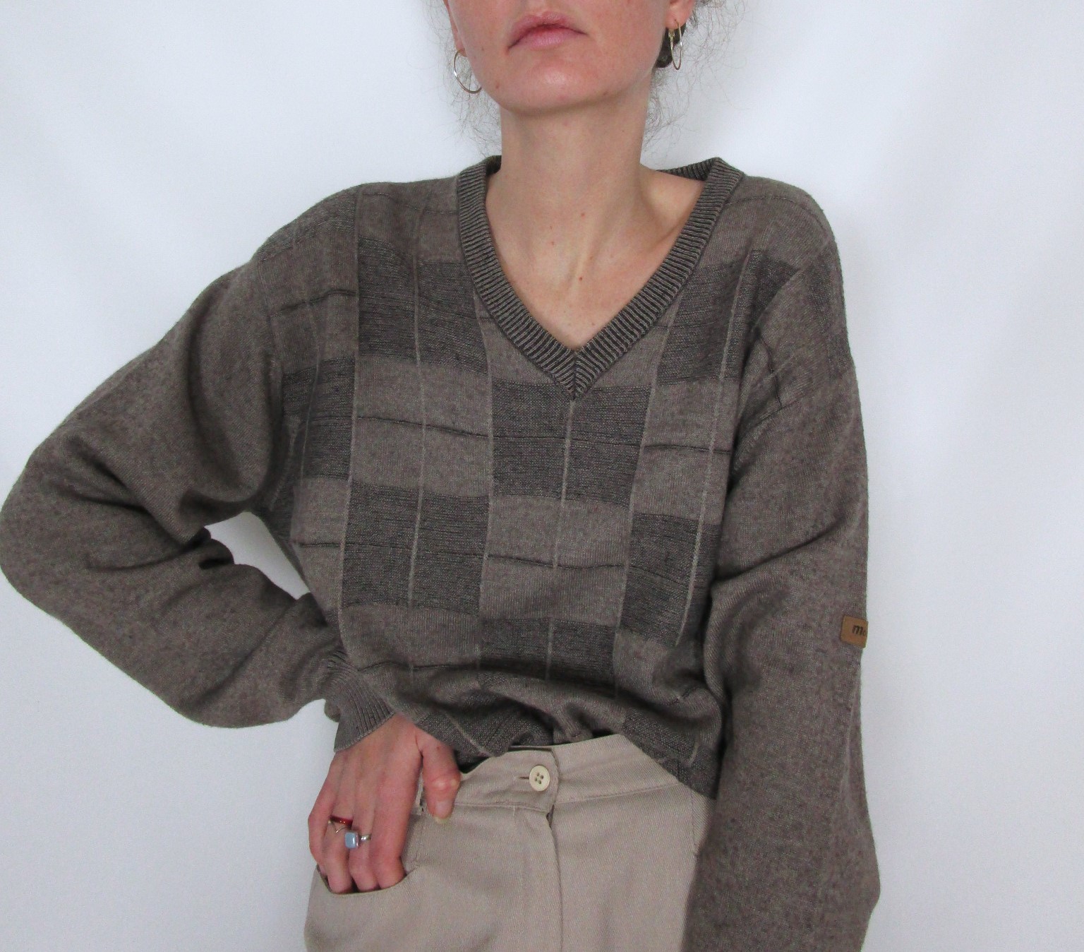 Pull col V café moka M/L
