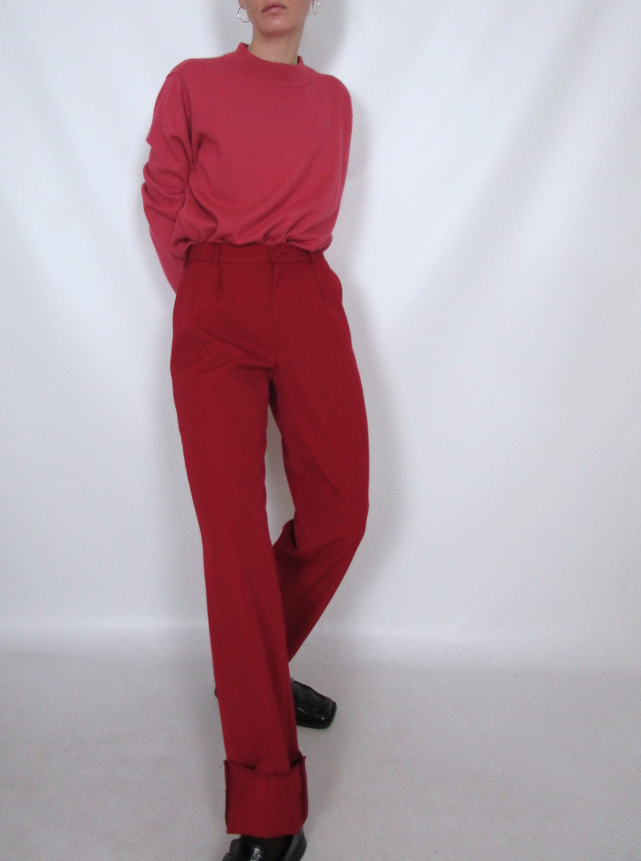 Pantalon droit à pinces rouge XXS/XS