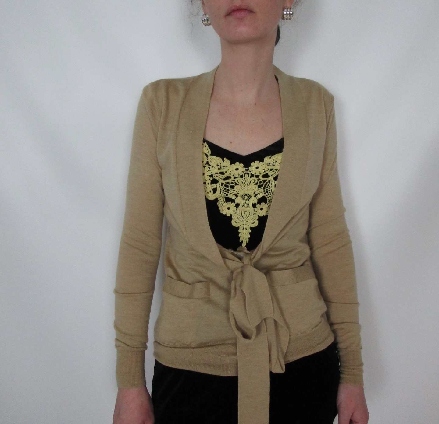 Cardigan col lavallière moutarde Ralph Lauren XXS/XS