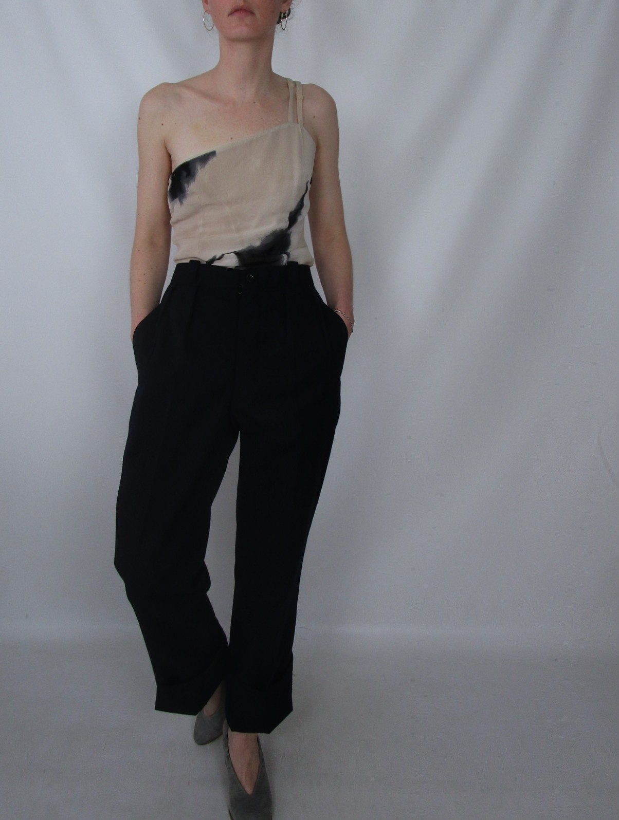 Pantalon de costume à pinces bleu marine M/L
