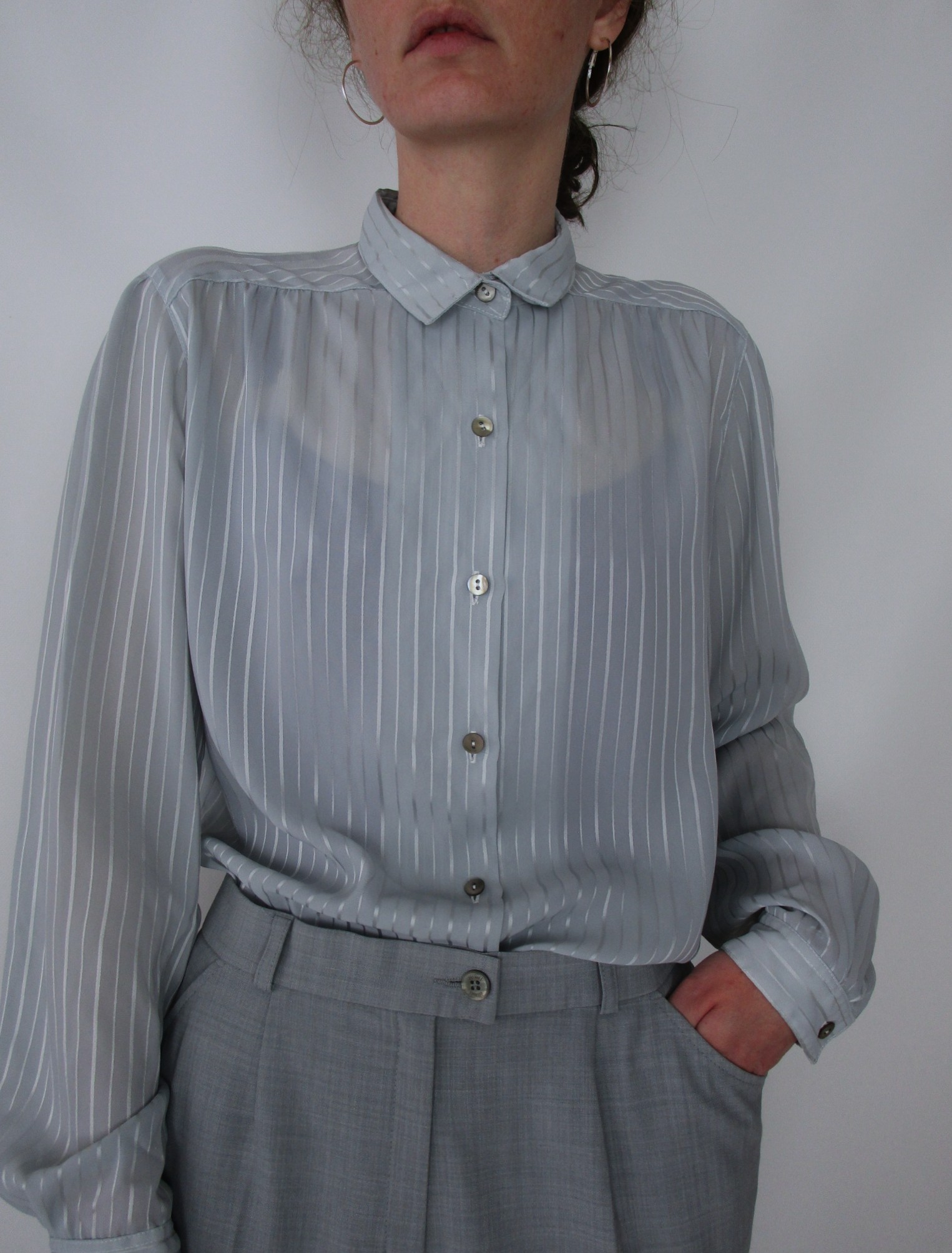 Chemisier fluide bleu argent XS/S