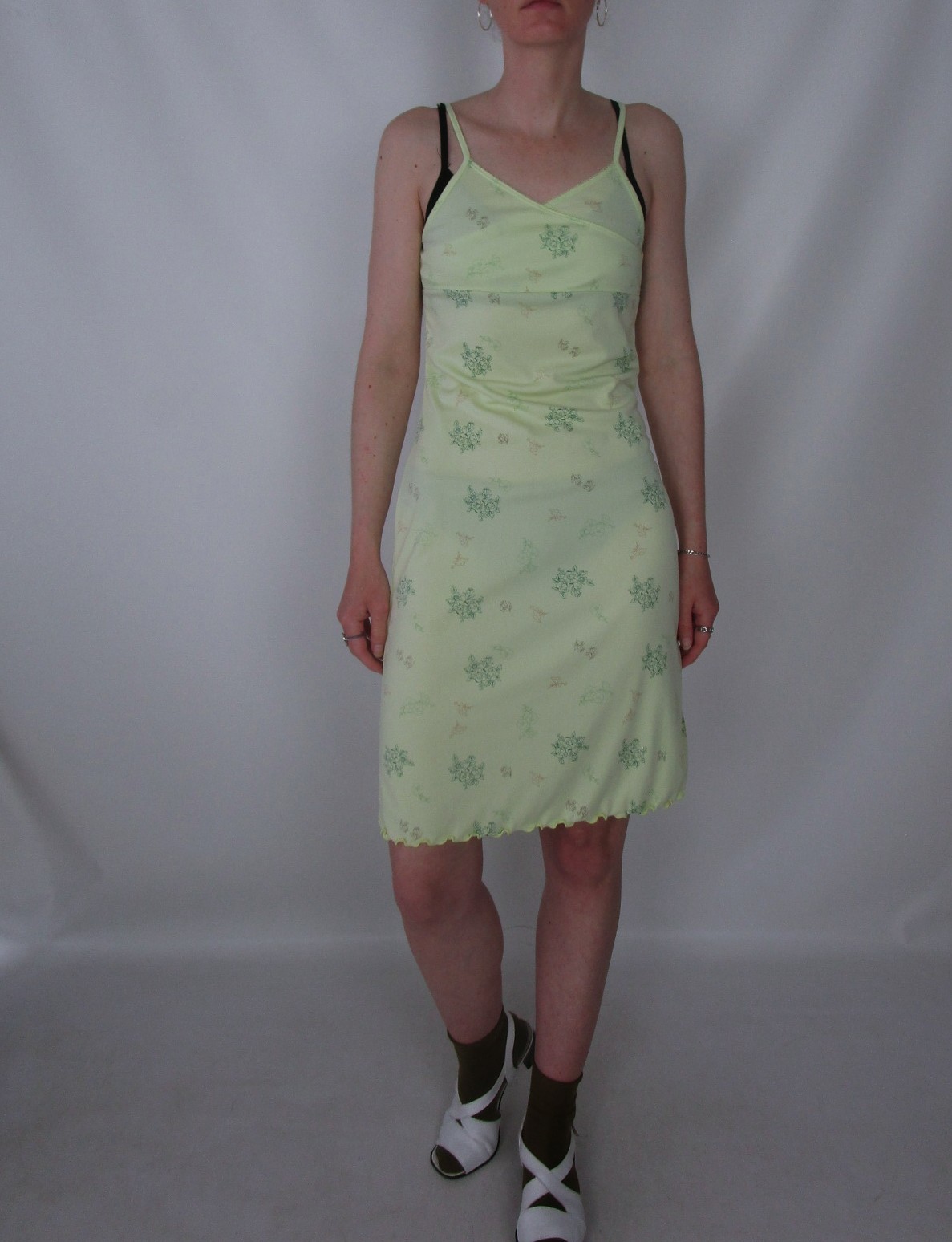 Nuisette bretelles spaghetti vert fluo XS/S