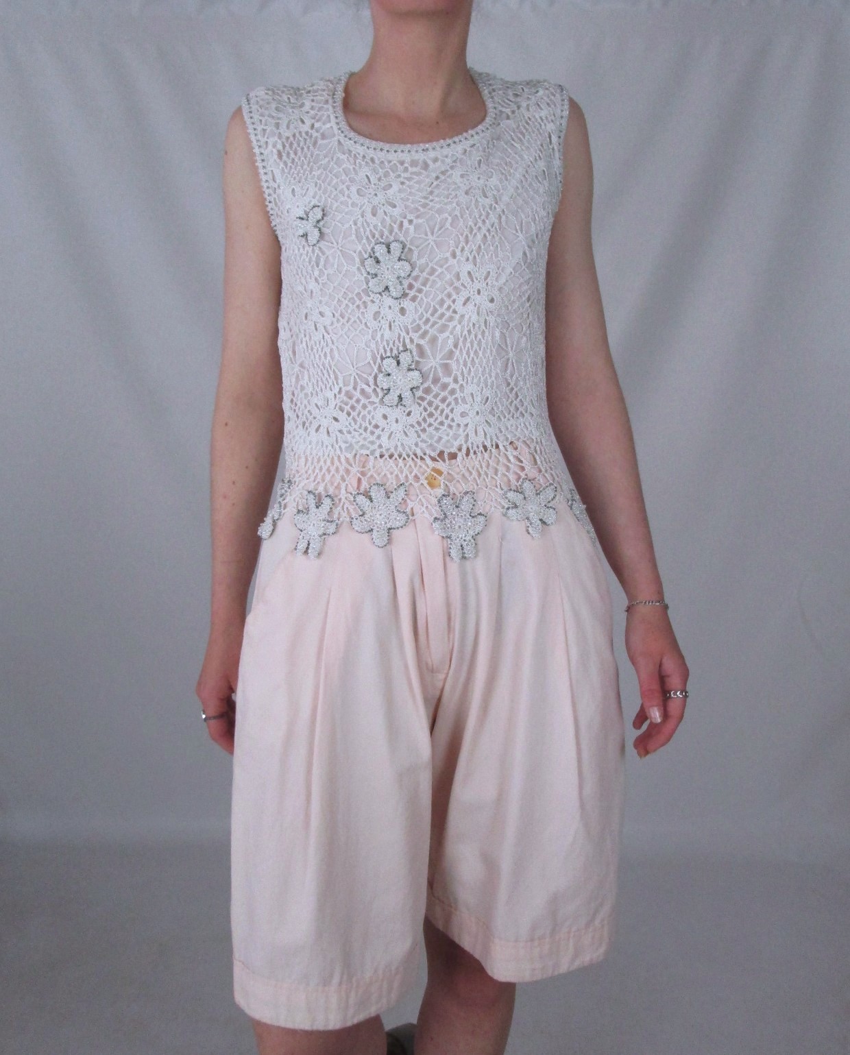Short taille haute à pinces rose poudré XS/S