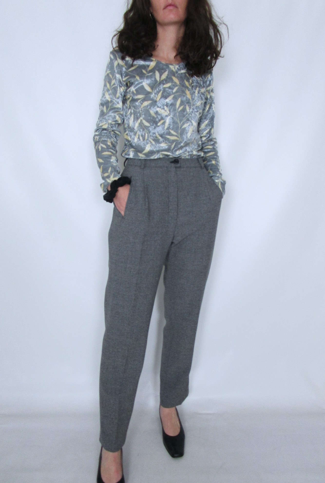 Pantalon à pinces gris anthracite chiné XS/S