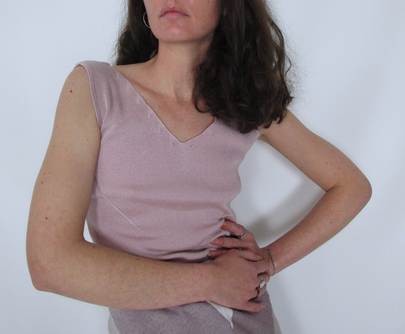 Top débardeur maille rose poudré XS/S