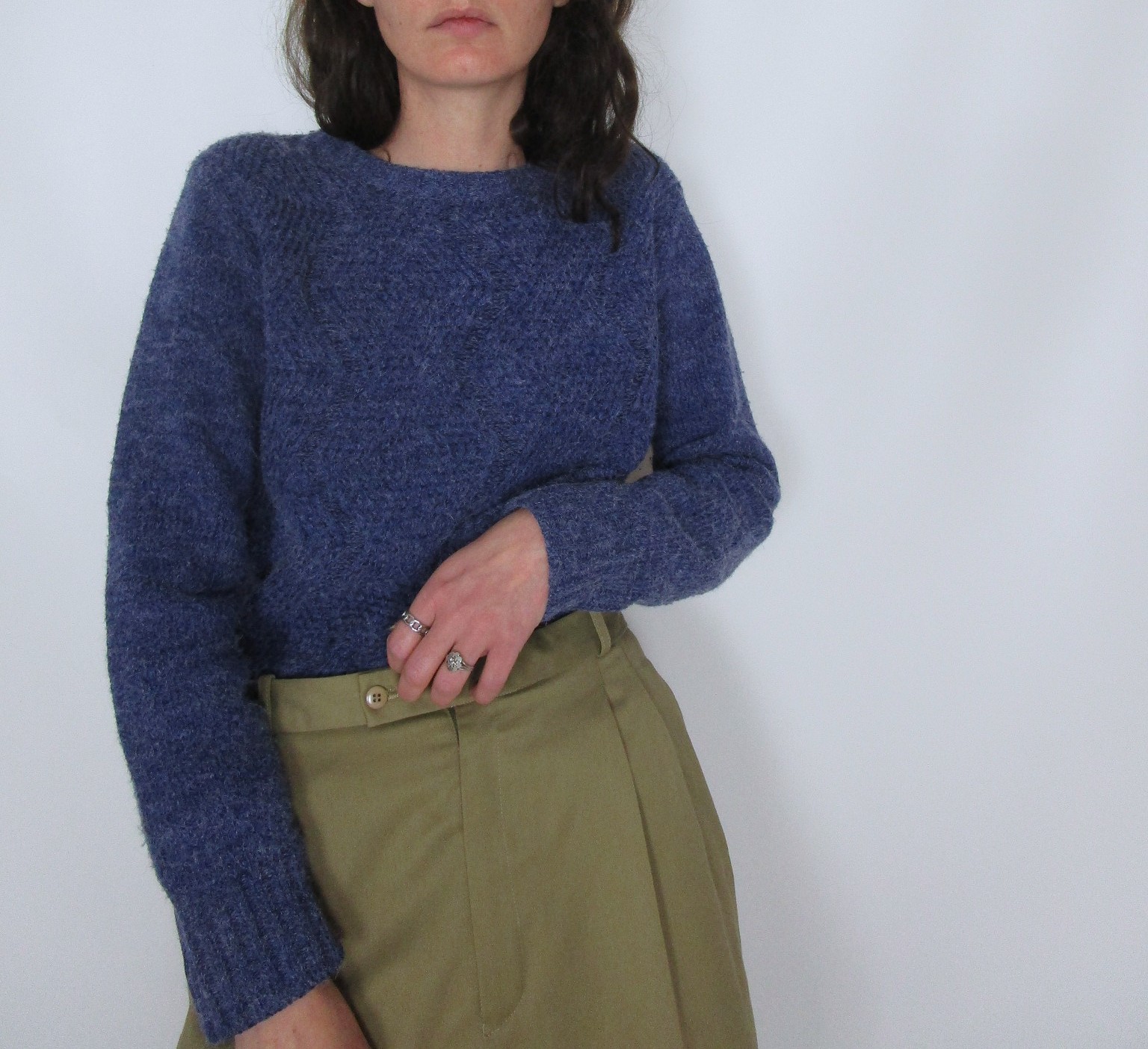 Pull col rond bleu chiné XS/S