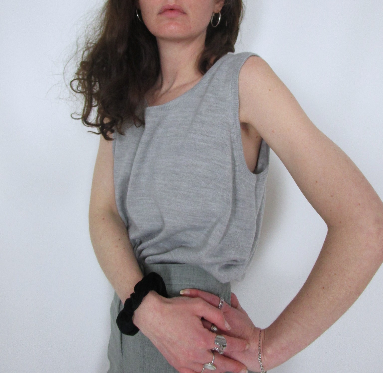 Pull sans manche gris perle M/L