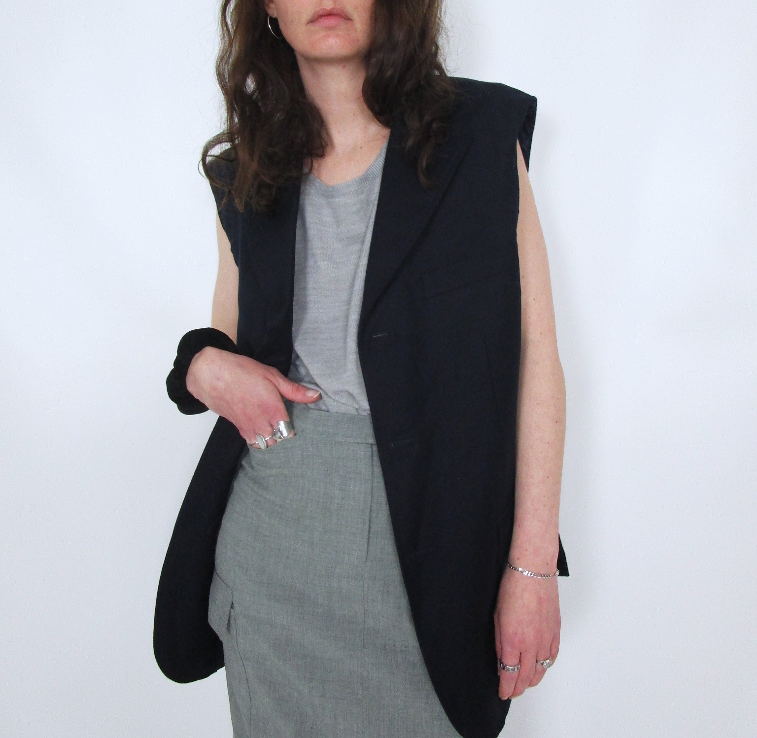 Veste de costume sans manche bleu marine M/L