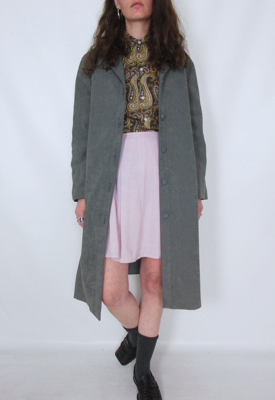 Trench peau de pêche kaki taupe S/M