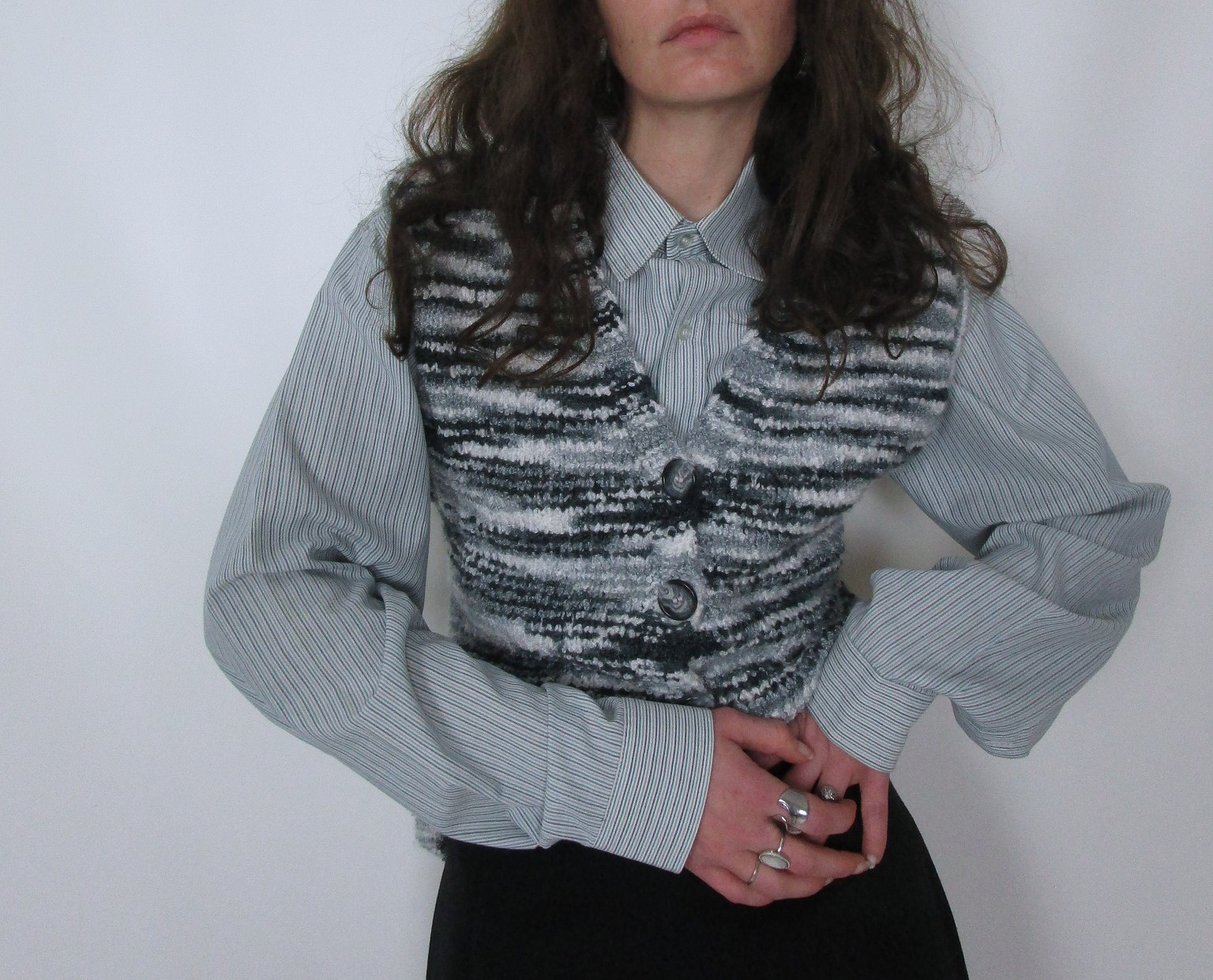 Gilet vert gris chiné blanc XS/S