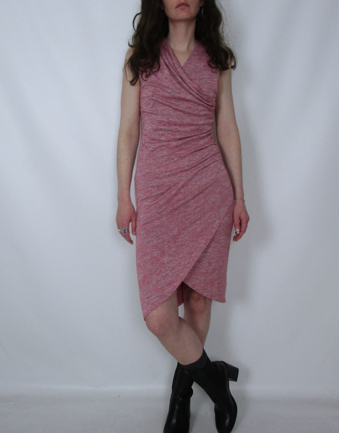 Robe longue stretch rouge rose chiné XS/S