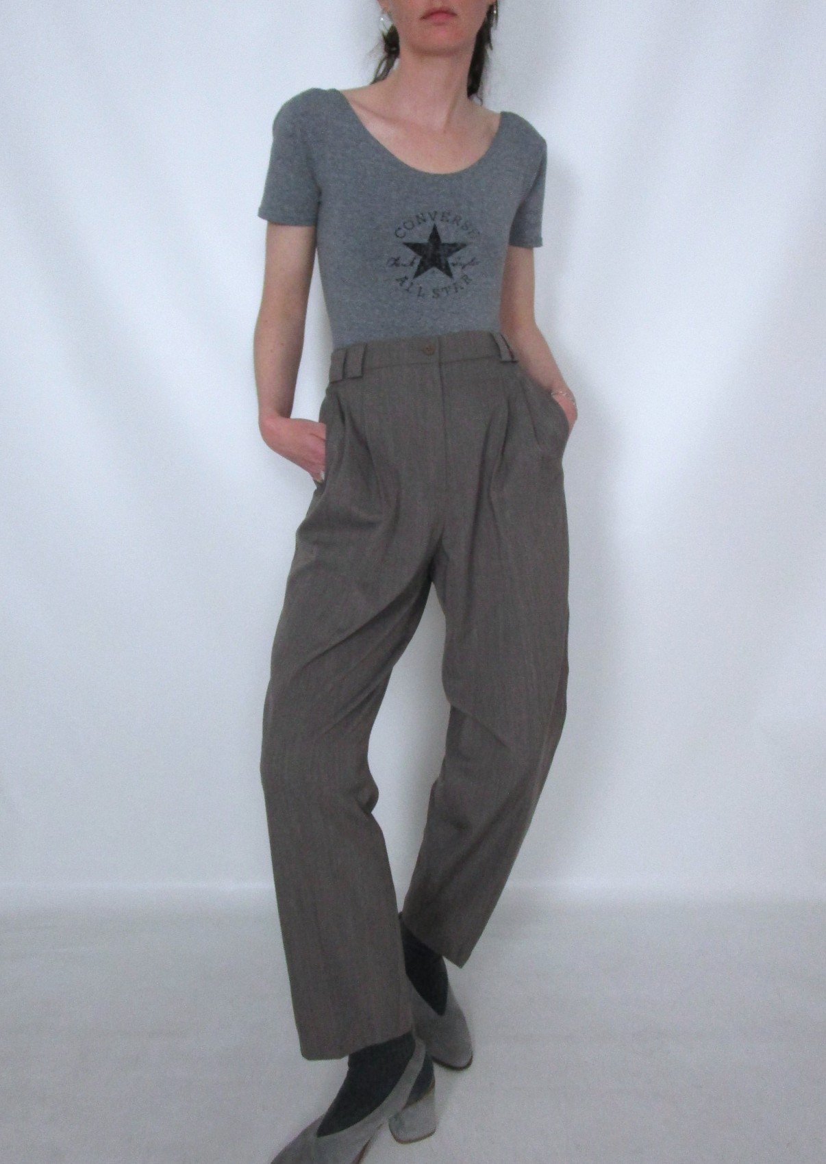 Pantalon à pinces  droit taupe M/L