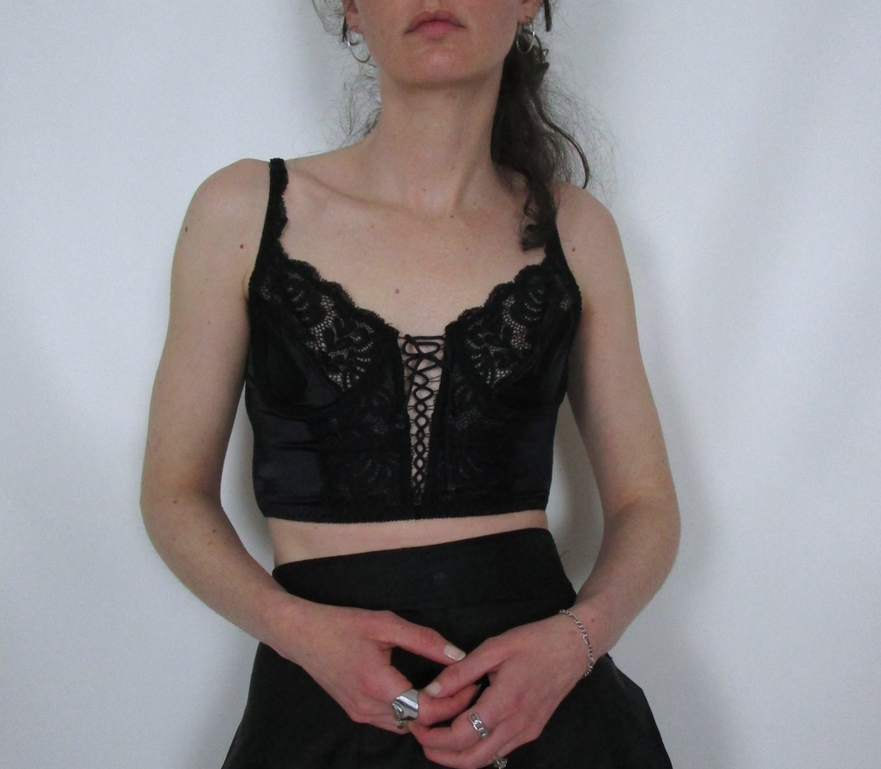 Corset soutien gorge lacets noir XS/S