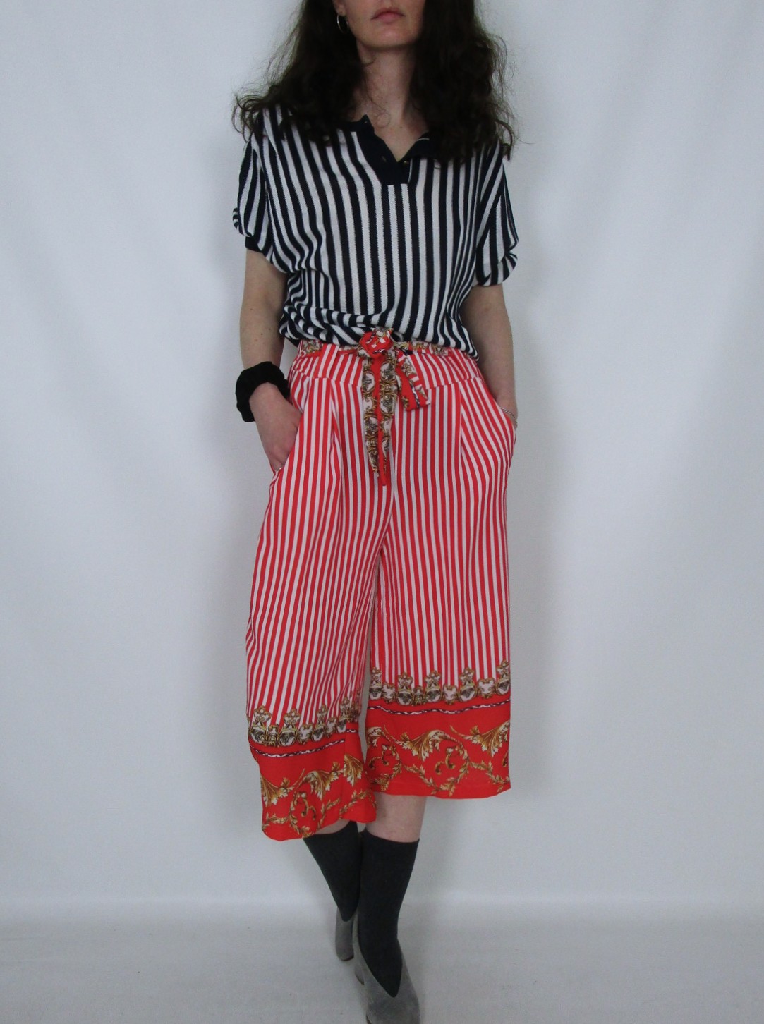 Bermuda fluide rayures rouge blanc XS/S