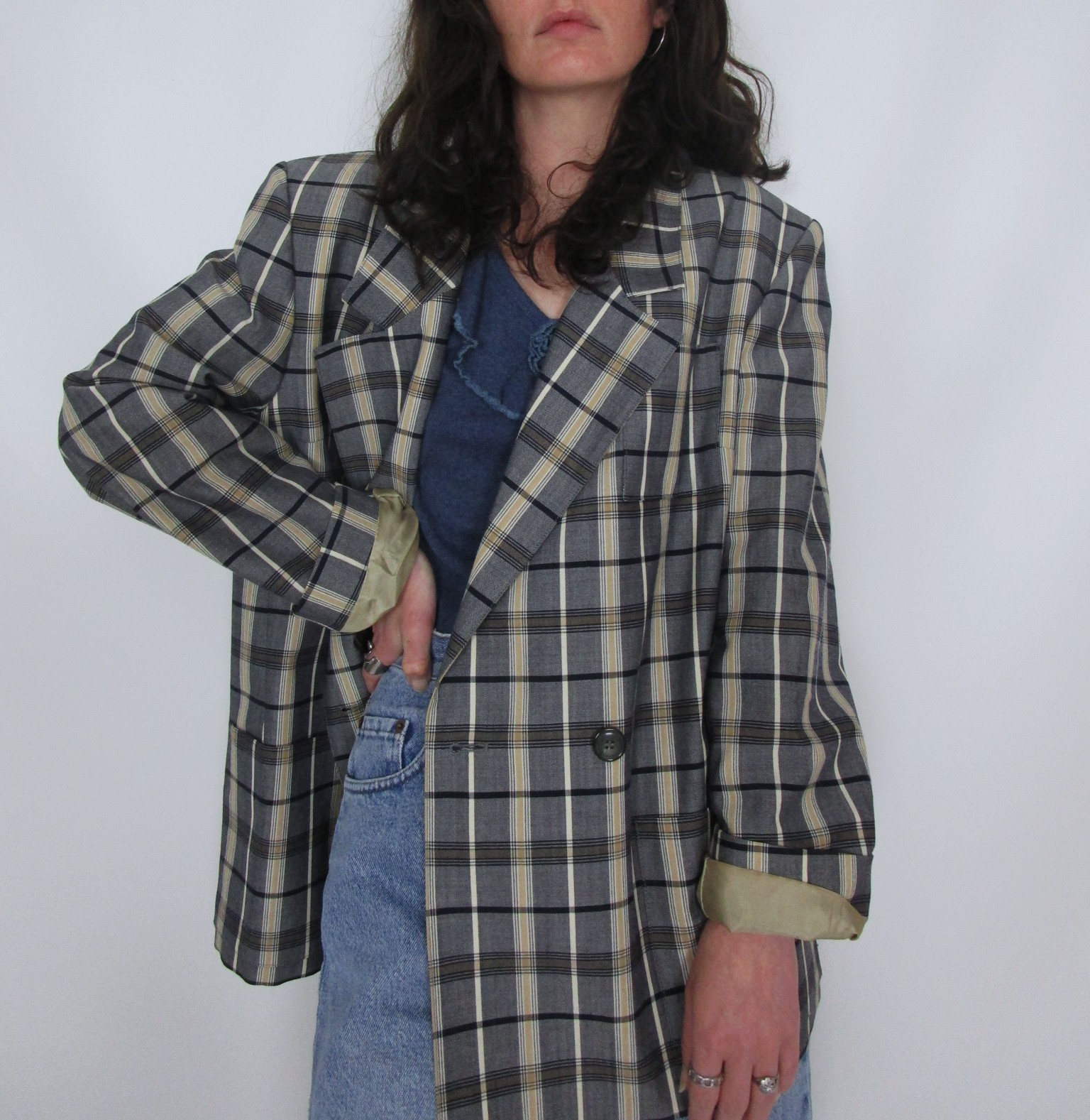 Blazer carreaux gris jaune marine Weinberg M/L