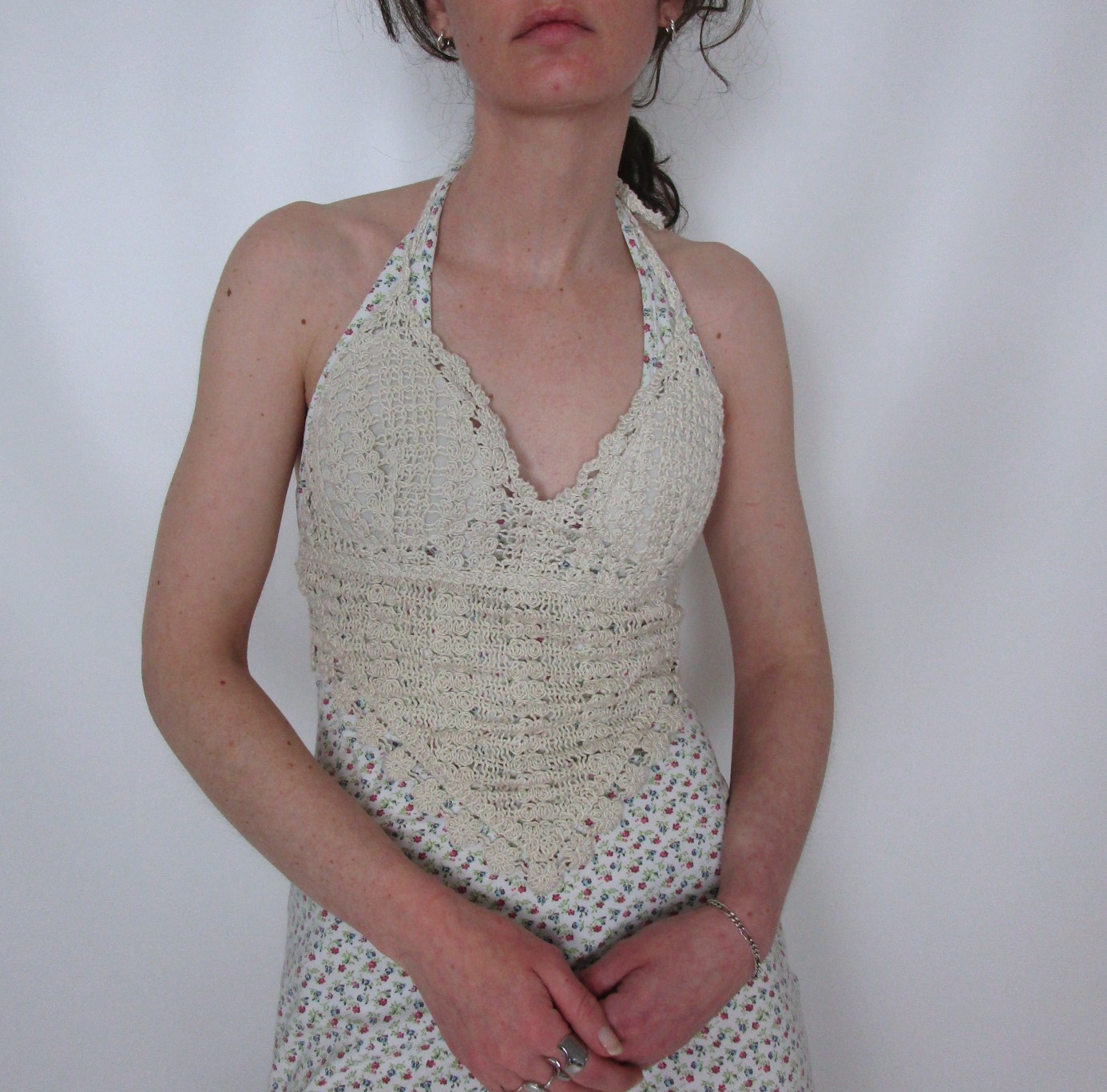 Top crochet crème dos nu S/M