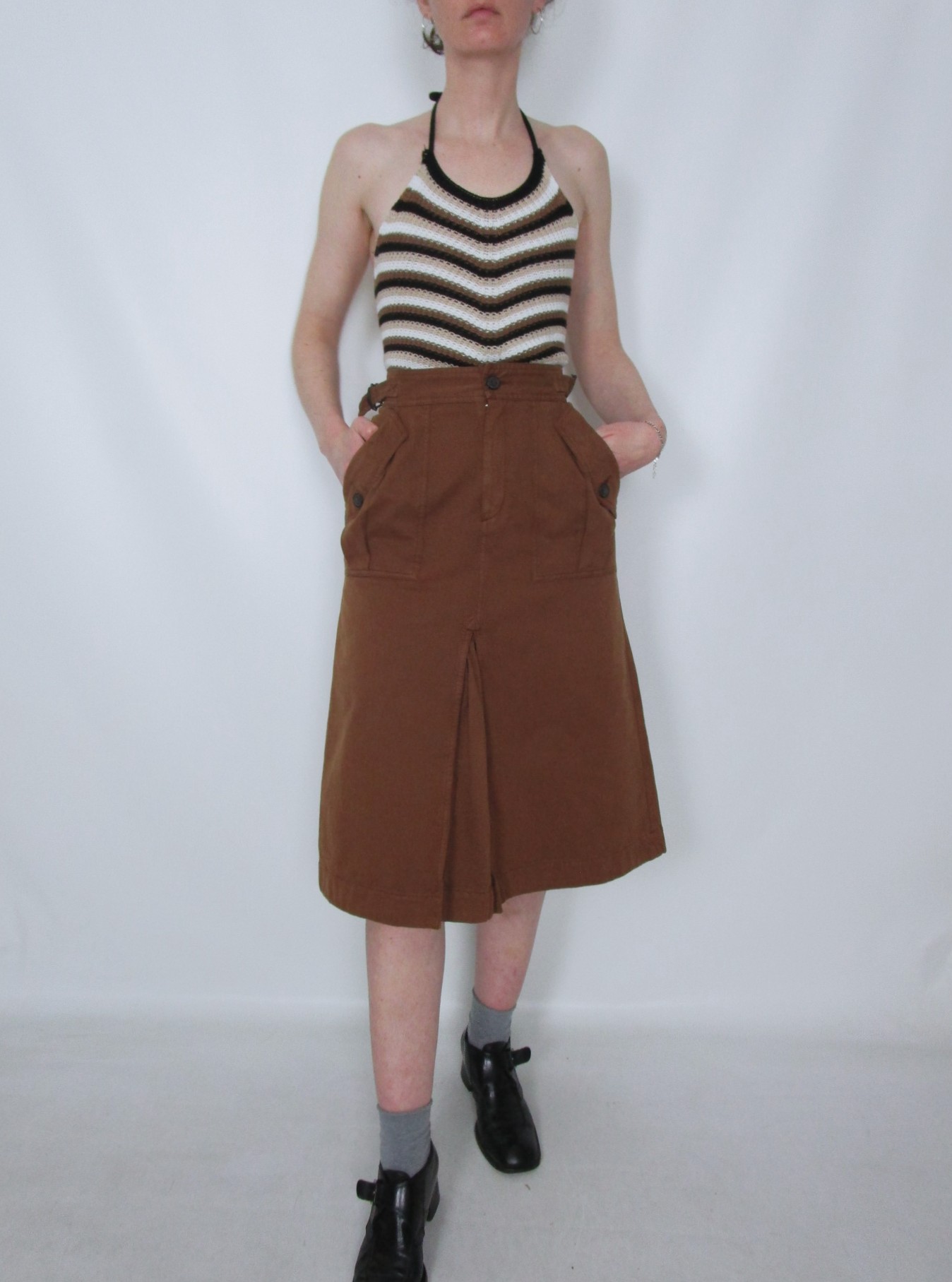 Jupe coton taille haute noisette Comptoir des Cotonniers XS