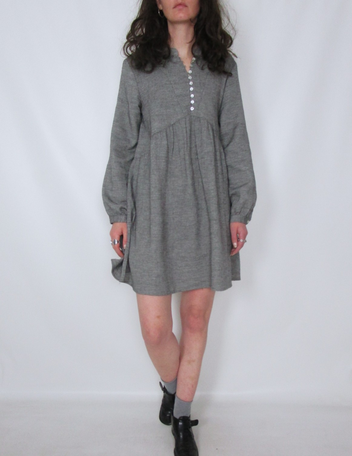 Robe babydoll coton gris chiné S/M