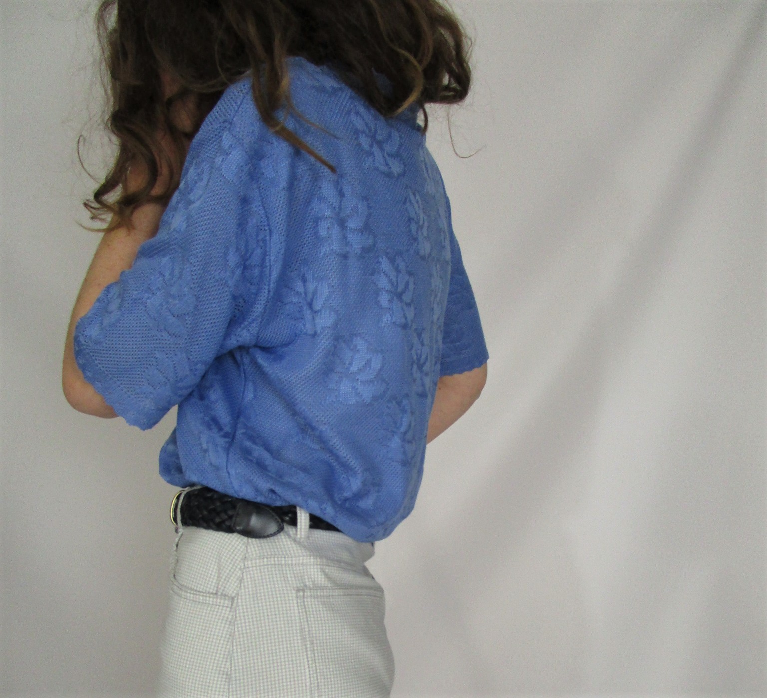 Pull manches courtes bleu lavande XS à M