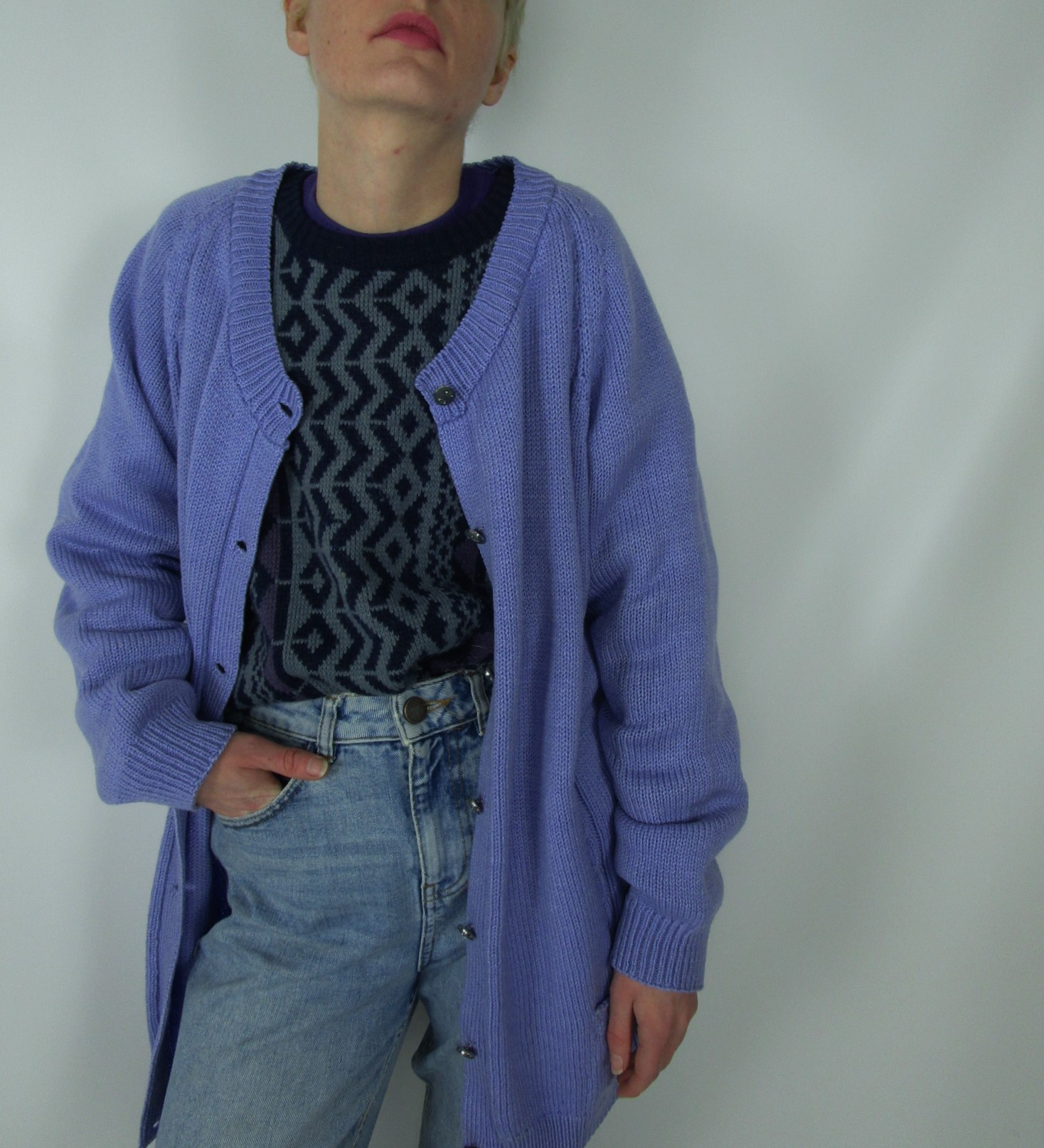 Cardigan mou maille sèche lilas M/L