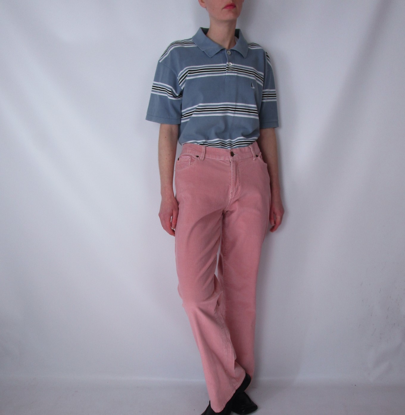 Pantalon flare velours côtelé rose poudré M/L