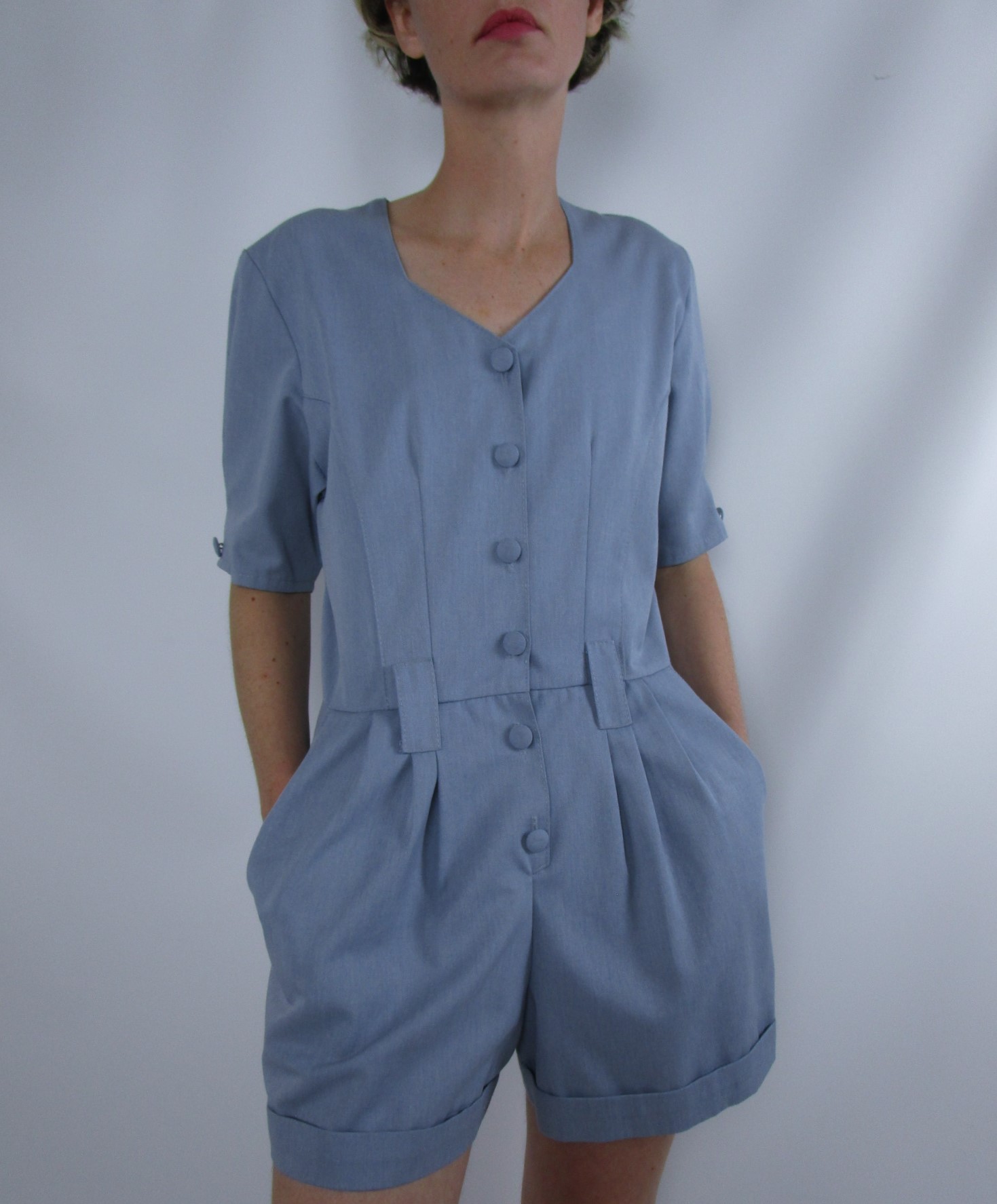 Combinaison short bleu gris XS/S
