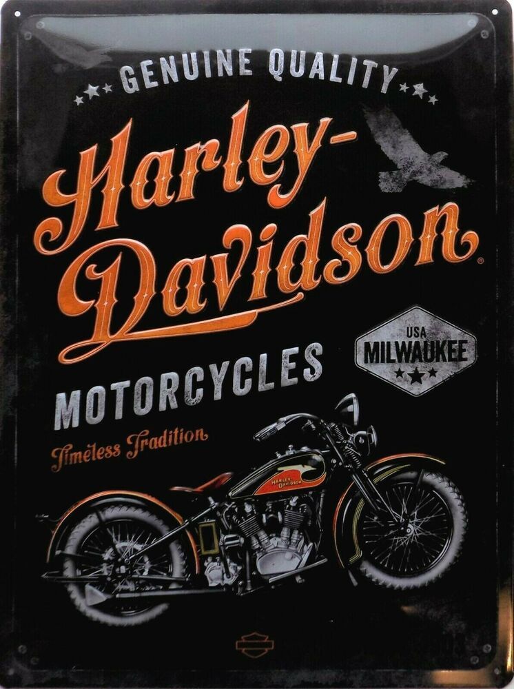 plaque-emaillee-harley-milwaukee-motos